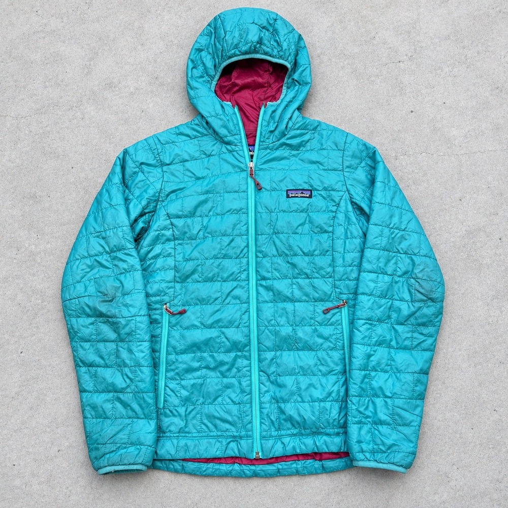 Patagonia Womens Nano Puff Hoody Teal Blue Puffer Jacket Size Medium PrimaLoft